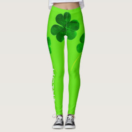 St Patrick's Day Irish Kleeblatt Neon Green Girly Leggings