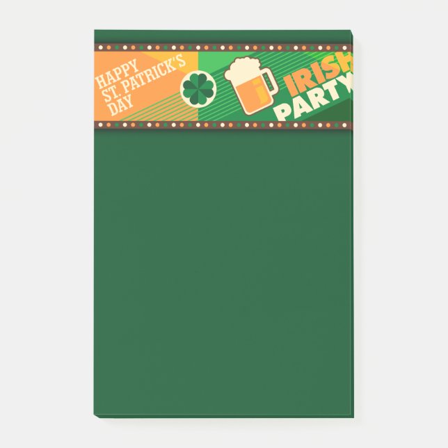 St Patrick's Day Irish Kleeblatt Party Post-it Klebezettel (Vorderseite)