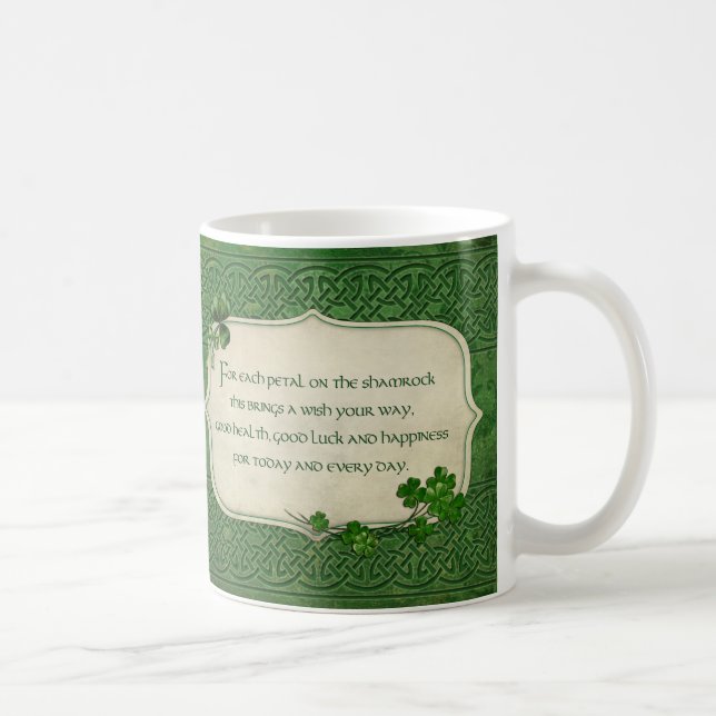 St. Patrick's Day Irish Kleeblatt Segen Kaffeetasse (Rechts)