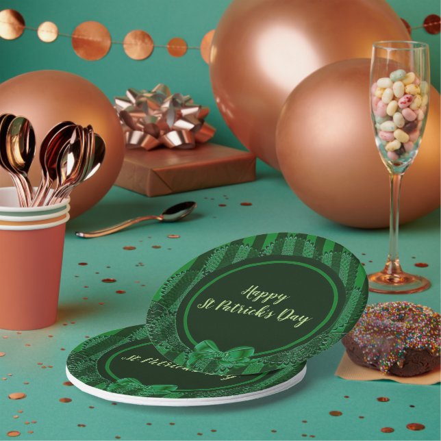 St. Patrick's Day - Irish Lace Round Paper Plate Pappteller (Multi)