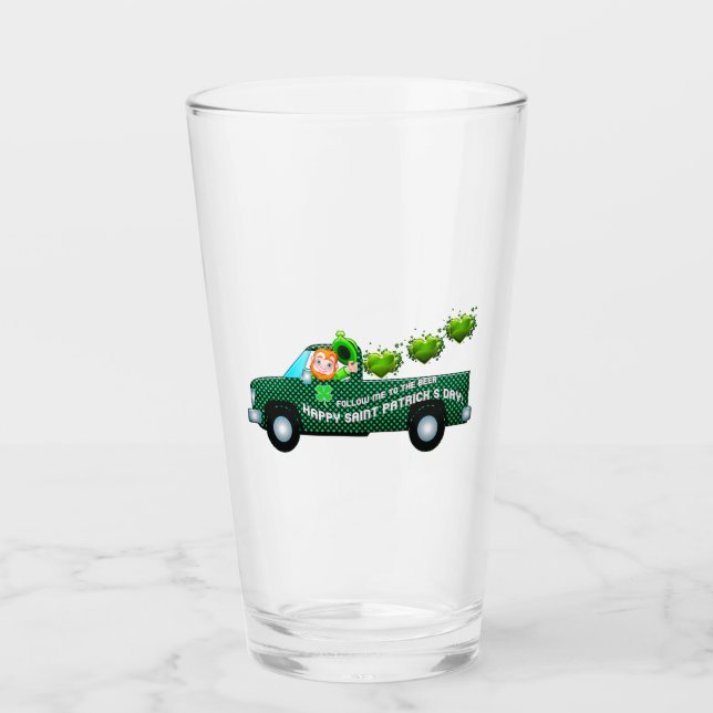 St Patricks Day Irish Leprechaun Funny Beer Pint Glas (Vorderseite)