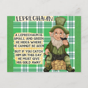 St Patricks Day Irish Leprechaun Gedicht Green Postkarte