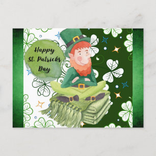 St Patricks Day Irish Leprechaun Kleeblatt Green Postkarte