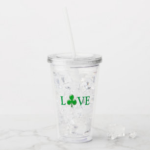St. Patrick's Day Irish Liebe Green Clover Kleebla Acryltrinkbecher