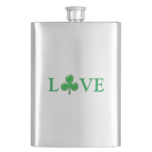 St. Patrick's Day Irish Liebe Green Clover Kleebla Flachmann
