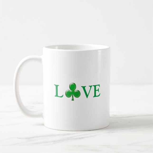 St. Patrick's Day Irish Liebe Green Clover Kleebla Kaffeetasse (Links)