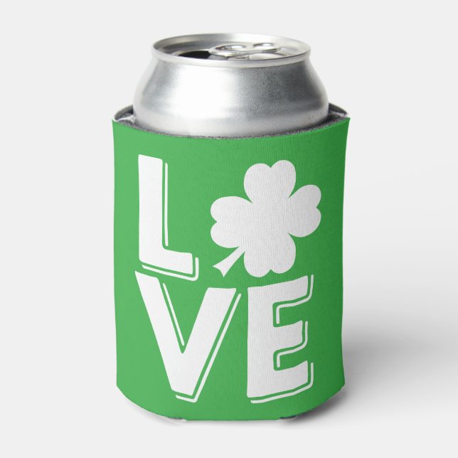 St. Patrick's Day Irish Liebe Kleeblatt Modern Dosenkühler (Kanne Vorderseite)
