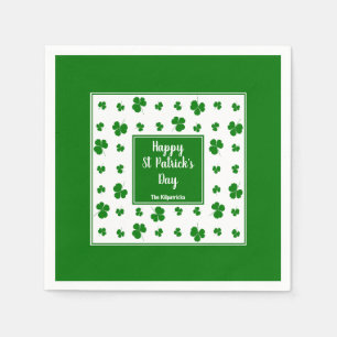 St Patrick's Day Irish Sessings Kleeblatt Pattern Serviette