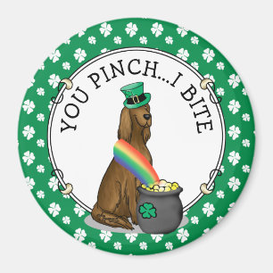 St. Patrick's Day Irish Setter Dog (rot 1) Funny Magnet
