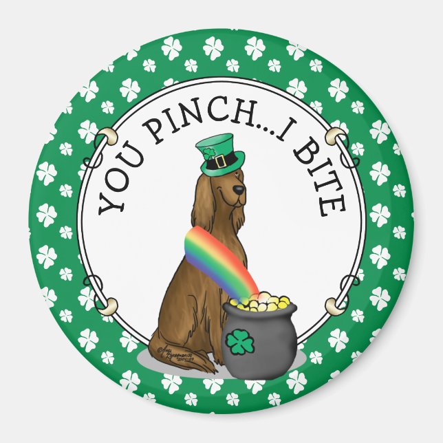 St. Patrick's Day Irish Setter Dog (rot 1) Funny Magnet (Vorne)