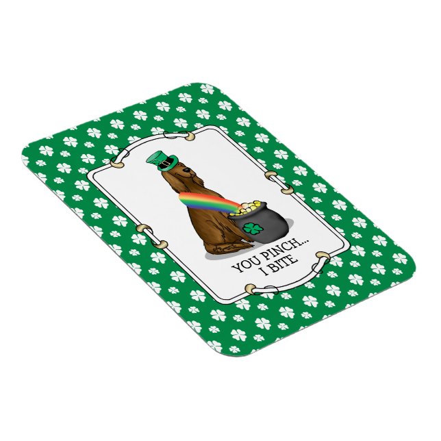 St. Patrick's Day Irish Setter Dog (rot 1) Funny Magnet (Rechte Seite)