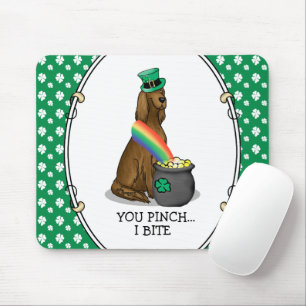 St. Patrick's Day Irish Setter Dog (rot 1) Funny Mousepad