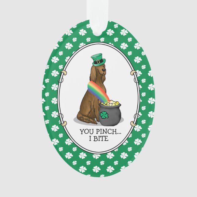 St. Patrick's Day Irish Setter Dog (rot 1) Funny Ornament (Vorderseite)