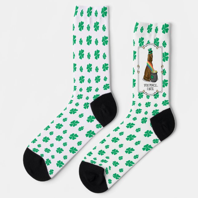 St. Patrick's Day Irish Setter Dog (rot 1) Funny Socken (Linkes Detail)