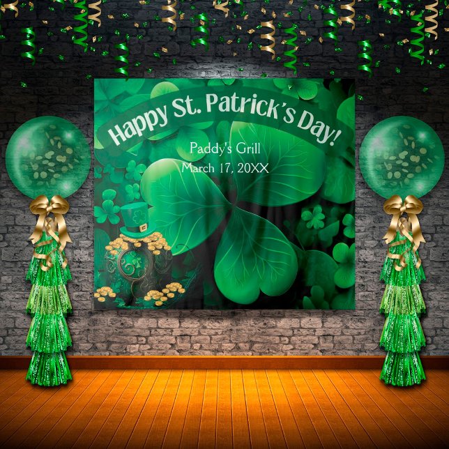 St. Patrick's Day Irish Shamrock Party Backdrop Wandteppich (Von Creator hochgeladen)