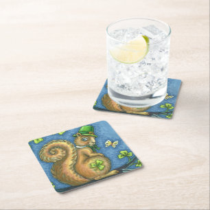 ST. PATRICK'S DAY IRISH SQUIRREL FERIENPARTEI RECHTECKIGER PAPPUNTERSETZER