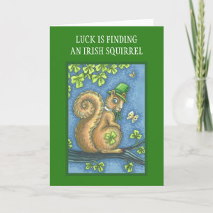 ST. PATRICKS DAY IRISH SQUIRREL GREETING CARD Vers Karte