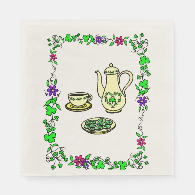 St. Patrick's Day Irish Tea Set Paper Napkins Serviette (Vorderseite)