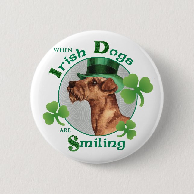 St Patrick's Day Irish Terrier Button (Vorderseite)