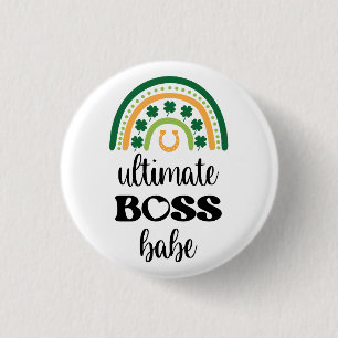 St Patrick's Day Irish Ultimate Boss Babe Rainbow Button
