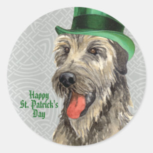 St. Patrick's Day Irish Wolfhound Classic Round St Runder Aufkleber
