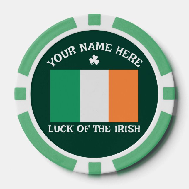 St. Patricks Day Irland Flagge Benutzerdefinierter Pokerchips (Vorderseite)