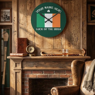 St. Patricks Day Irland Flagge Benutzername Shamro Runde Wanduhr