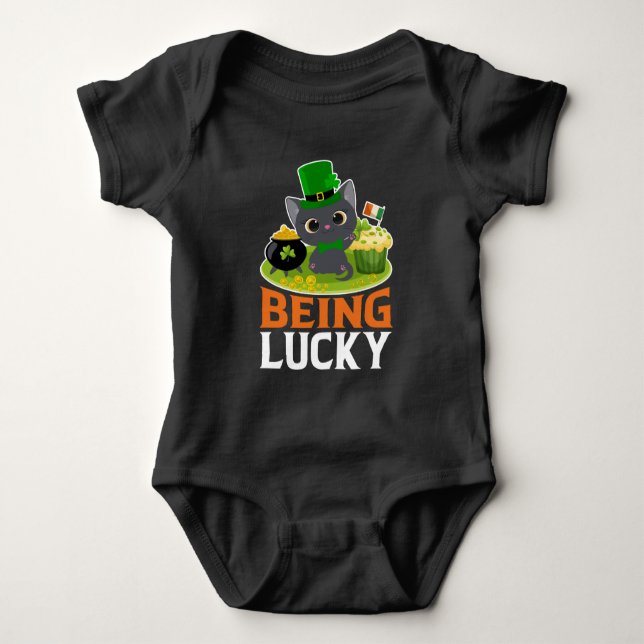 St. Patrick's Day ist glücklich Baby Strampler (Vorderseite)