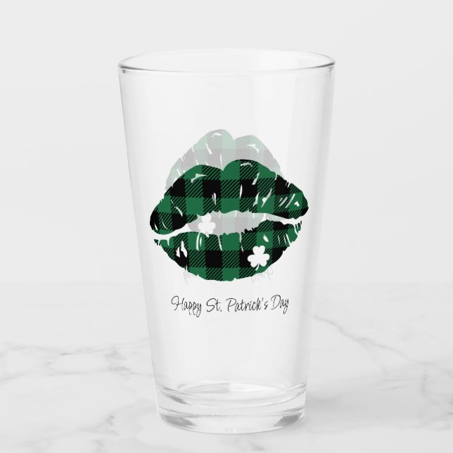 St. Patrick's Day Kariert Lips Glas (Vorderseite)