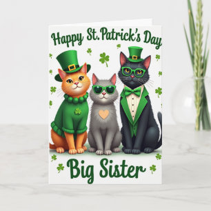 St. Patricks Day Karte für große Schwester mit Kat