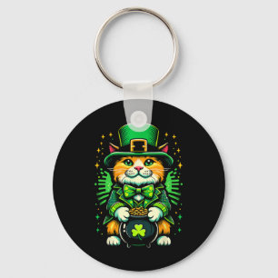 St. Patrick's Day Katze Leprechaun Katze Irischer  Schlüsselanhänger