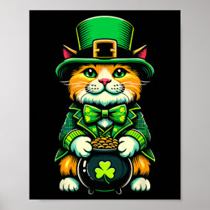 St. Patricks Day Katze Leprechaun Katze Irisches K Poster