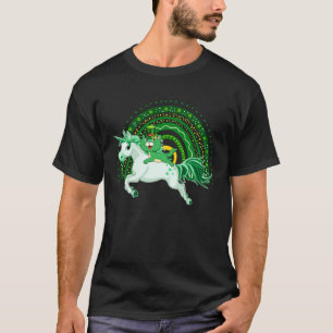 St. Patrick's Day Katze Reitet Einhorn Cute C Rege T-Shirt