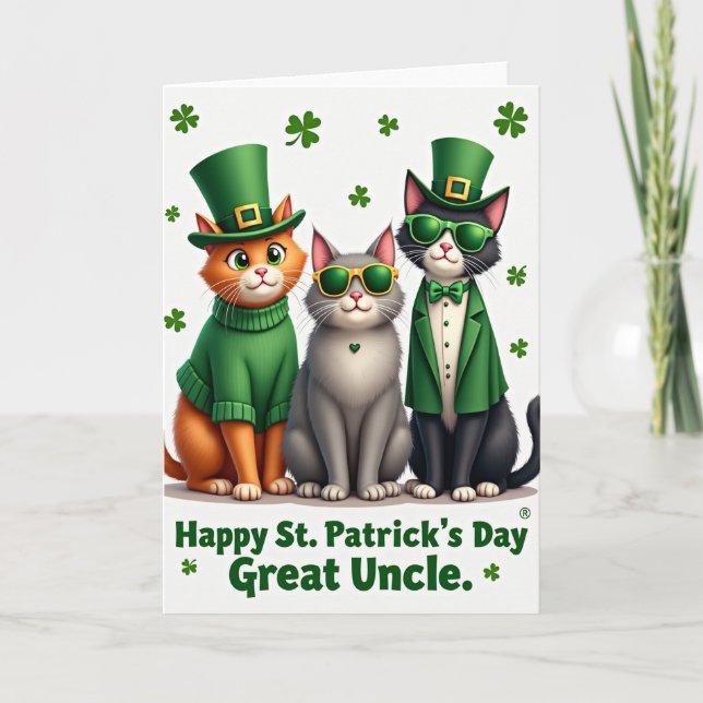 St. Patricks Day Katzen Großonkel Karte (Vorderseite)