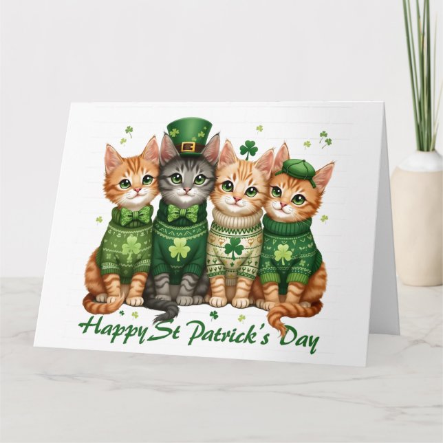 St. Patricks Day Katzen Karte (Vorderseite)