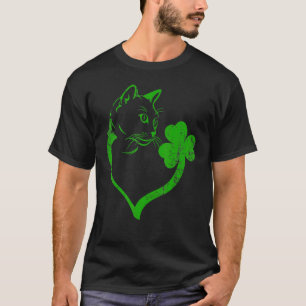 St Patricks Day Katzen-Silhouette Shamrock St Padd T-Shirt