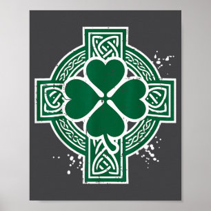 St Patricks Day keltischer Knoten Klee Kreuz irisc Poster