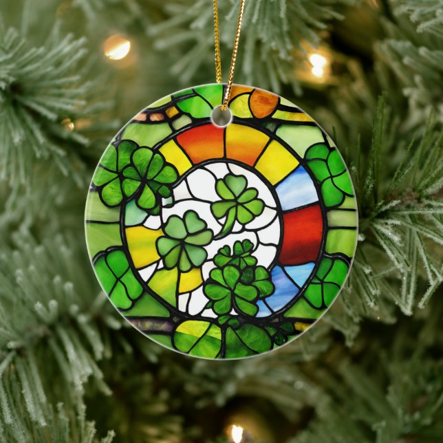 St Patricks Day Keramik Ornament (Baum)