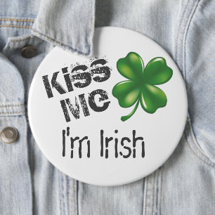 St. Patrick's Day Kiss Me Ich bin Irin, Kleeblatt, Button