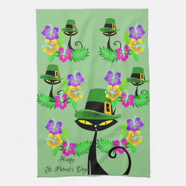 St Patrick's Day Kitchen Handtuchkatze Floral Geschirrtuch (Vertikal)