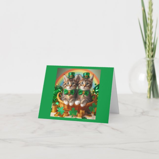 St. Patrick's Day Kittens Dankeskarte (Vorderseite)