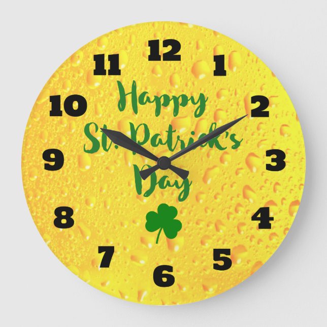 St. Patrick's Day - Klee auf dem Hintergrund eines Große Wanduhr (Vorderseite)