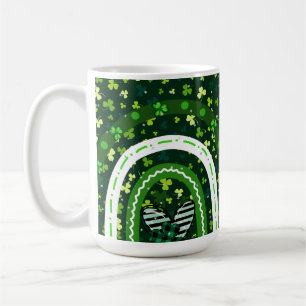 St. Patrick's Day Kleeblatt and Heart Design Kaffeetasse