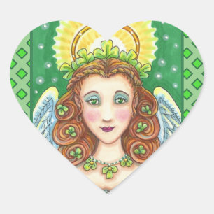 ST. PATRICK'S DAY KLEEBLATT ANGEL, IRISH SESSINGS Herz-Aufkleber