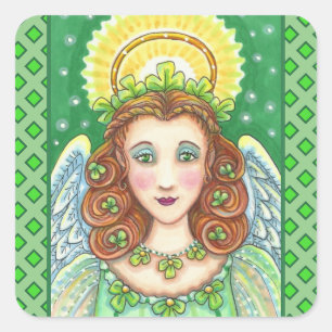 ST. PATRICK'S DAY KLEEBLATT ANGEL, IRISH SESSINGS QUADRATISCHER AUFKLEBER