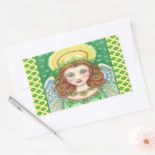 ST. PATRICK'S DAY KLEEBLATT ANGEL, IRISH SESSINGS RECHTECKIGER AUFKLEBER