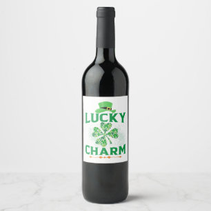 St Patricks Day Kleeblatt Baseball Saint Paddys Ki Weinetikett