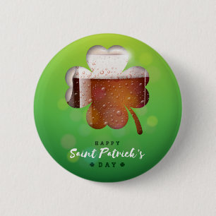 St. Patrick's Day Kleeblatt Beer Button