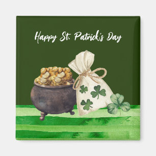 St. Patricks Day Kleeblatt Clover and Pot Magnet