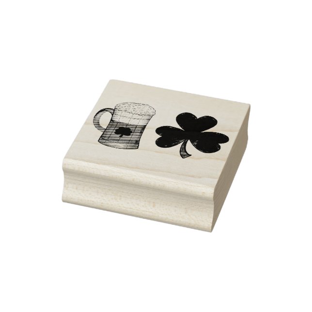 St. Patrick's Day Kleeblatt Clover + Bier Briefmar Gummistempel (Stempel)